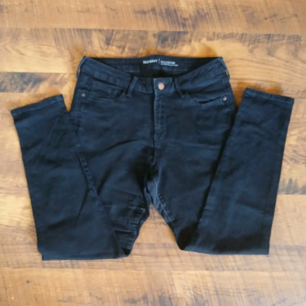 Women's Old Navy Rockstar Super Skinny Mid Rise Jeans Black Size 12 Short